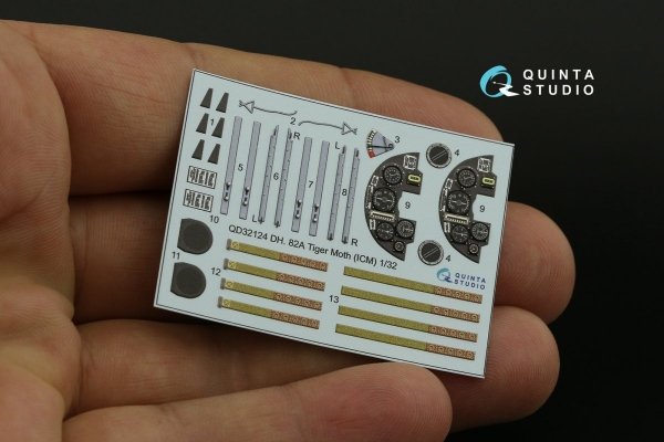 Quinta Studio QD32124 DH 82A Tiger Moth 3D-Printed &amp; coloured Interior on decal paper (ICM) 1/32