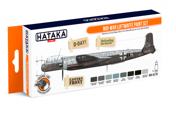 Hataka Hobby HTK-CS110 Mid-War Luftwaffe Paint Set  (8x17ml)