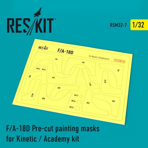RESKIT RSM32-0007 F/A-18D &quot;HORNET&quot; PRE-CUT PAINTING MASKS FOR KINETIC / ACADEMY KIT 1/32