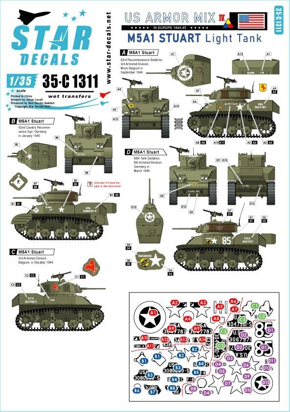 Star Decals 35-C1311 US Armored Mix # 4 1/35