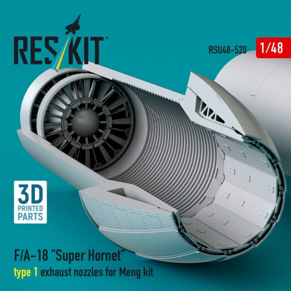 RESKIT RSU48-0520 F/A-18 "Super Hornet" type 1 exhaust nozzles for Meng kit (3D Printed) 1/48