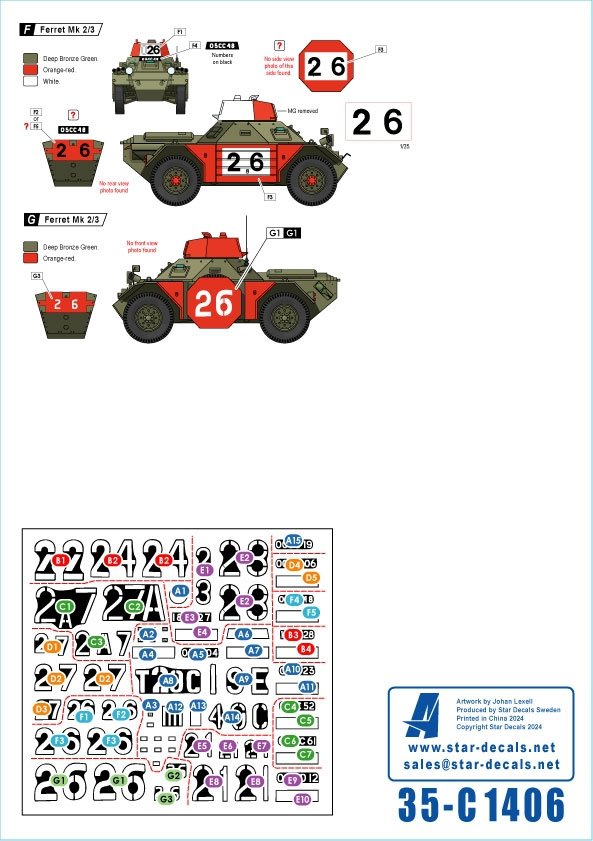 Star Decals 35-C1406 BATUS # 1. British Army Training Unit Suffield in Canada. Ferret Mk 1/2 and Mk 2/3. Range Safety Control Group 1/35
