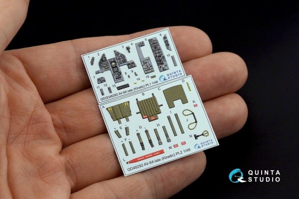 Quinta Studio QD48292 AV-8A Late 3D-Printed &amp; coloured Interior on decal paper (Kinetic) 1/48