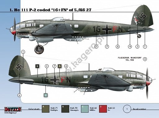 Kagero KD32002 Heinkel He 111 Ps of KG 27 1/32