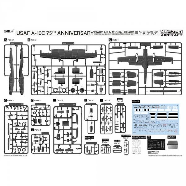 Great Wall Hobby S7210 USAF A-10C 75th Anniversary IDAHO Air National Guard 2021 Limited Edition 1/72