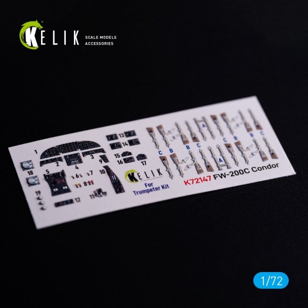 Kelik K72147 FW-200C Condor - interior 3D decals for Trumpeter kit (1/72)