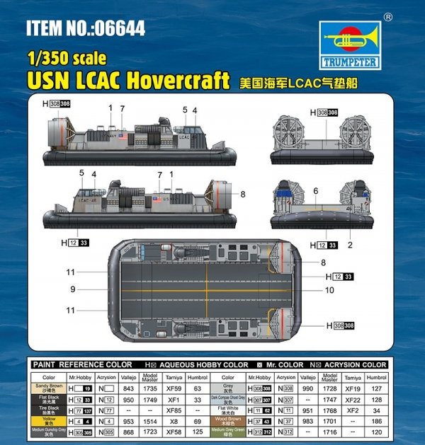 Trumpeter 06644 USN LCAC Hovercraft 1/350