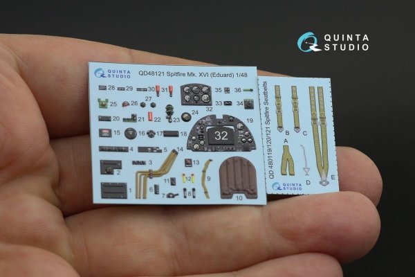 Quinta Studio QD48121 Spitfire Mk.XVI 3D-Printed &amp; coloured Interior on decal paper (Eduard) 1/48