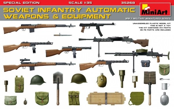 MiniArt 35268 SOVIET INFANTRY AUTOMATIC WEAPONS &amp; EQUIPMENT. SPECIAL EDITION (1:35)
