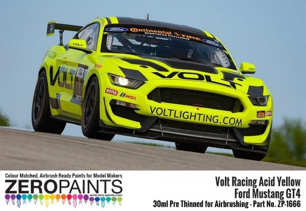 Zero Paints 1666 Volt Racing Acid Yellow for Ford Mustang GT4 30 ml