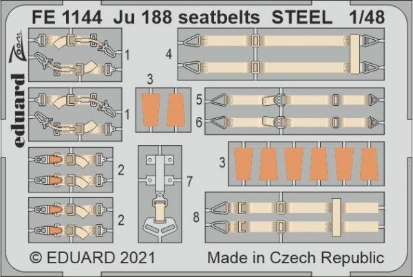 Eduard FE1144 Ju 188 seatbelts STEEL REVELL 1/48