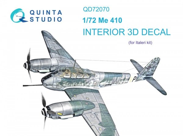 Quinta Studio QD72070 Me 410 3D-Printed &amp; coloured Interior on decal paper (Italeri) 1/72