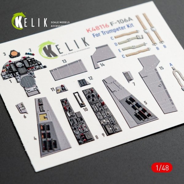 Kelik K48116 F-106A Delta Dart - interior 3D decals for Trumpeter kit (1/48)