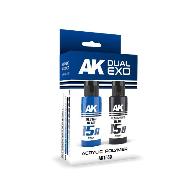 AK Interactive AK1559 DUAL EXO SET 15 – 15A ULTRA BLUE &amp; 15B ALMIRANT BLUE