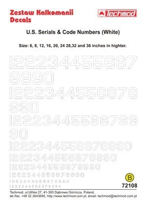 Techmod 72108 - U.S. Serial &amp; Code Numbers (1:72)