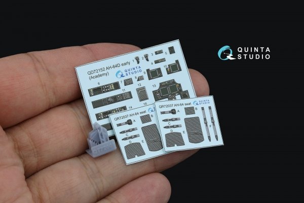 Quinta Studio QD+72152 AH-64D early 3D-Printed coloured Interior on decal paper (Academy)(with 3D-printed resin part) 1/72
