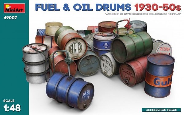 MiniArt 49007 FUEL &amp; OIL DRUMS 1930-50s 1/48