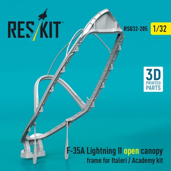 RESKIT RSU32-0205 F-35A Lightning II open canopy frame for Italeri / Academy kit (3D Printed) (1/32)