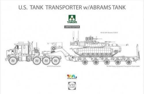 Takom 5002X M1070 &amp; M1000 w/ M1A2 SEP Abrams Tusk II 1/72