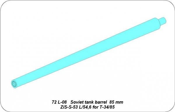 Aber 72L-08 Lufa 85 mm ZiS-S-53 L/54,6 do radzieckich czołgów T-34/85 / Soviet tank barrel 85cm ZIS-S-53 L/54,6 T-34/85 1/72