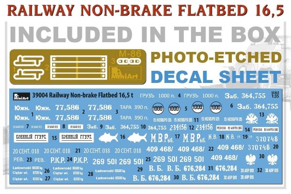 MiniArt 39004 RAILWAY NON-BRAKE FLATBED 16,5 t 1/35