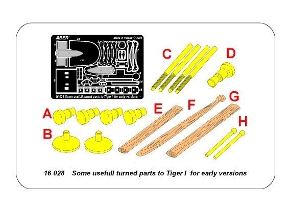 Aber 16028 Useful parts for the early versions of the Tiger I tank / Pożyteczne części do czołgu Tiger I wczesnych wersji 1/16