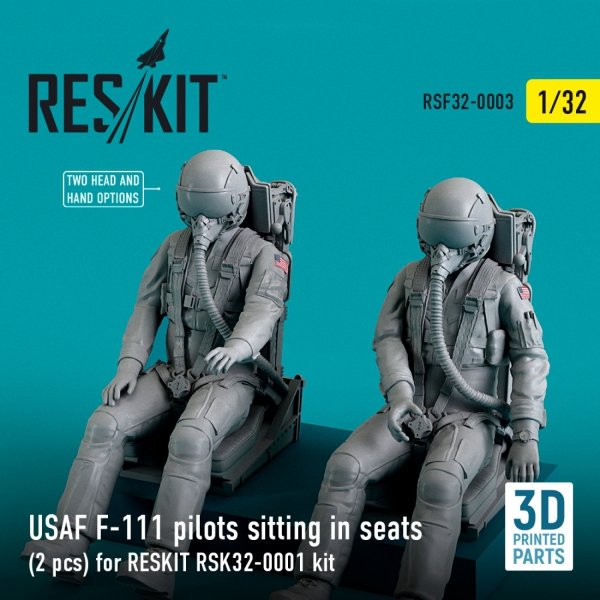 RESKIT RSF32-0003 USAF F-111 PILOTS SITTING IN SEATS (2 PCS) FOR RESKIT RSK32-0001 KIT (3D PRINTED) 1/32