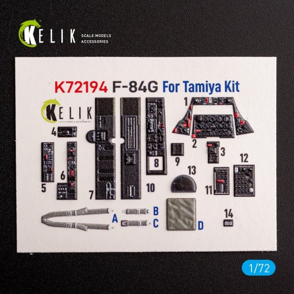 Kelik K72194 F-84G Thunderjet - interior 3D decals for Tamiya kit (1/72)