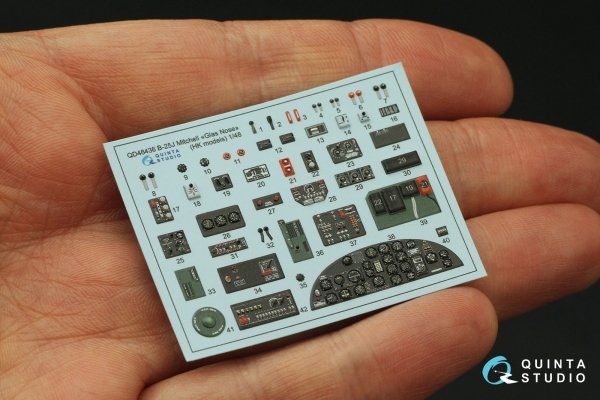 Quinta Studio QD48436 B-25J Mitchell Glass Nose 3D-Printed coloured Interior on decal paper (HK models) 1/48