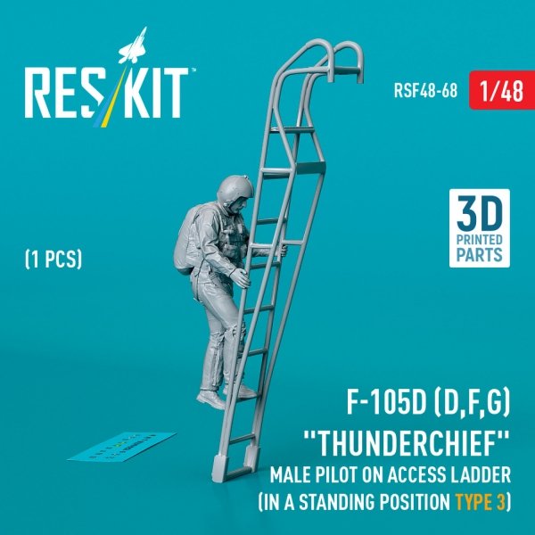 RESKIT RSF48-0068 F-105 (D,F,G) &quot;Thunderchief&quot; male pilot on access ladder (in a standing position - type 3) (1 pcs) (3D Printed) 1/48