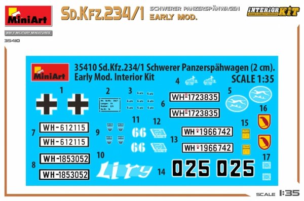 MiniArt 35410 Sd.Kfz.234/1 Schwerer Panzerspahwagen. EARLY MOD. INTERIOR KIT 1/35