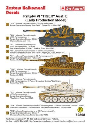Techmod 72808 - Pz.Kpfw.VI Tiger Ausf.E (Early Production Model) (1:72)