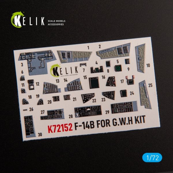 KELIK K72152 F-14B - interior 3D decals for GWH kit 1/72