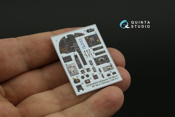 Quinta Studio QD48424 Mosquito FB Mk.VI/NF Mk.II 3D-Printed coloured Interior on decal paper (Tamiya) 1/48