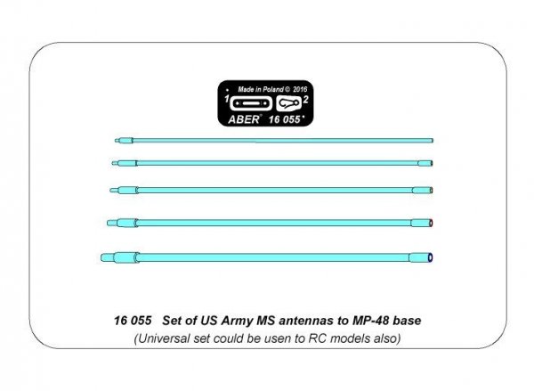 Aber 16055 Set of US Army MS antennas to MP-48 base 1/16