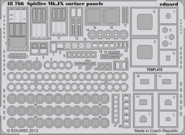 Eduard 48766 Spitfire Mk. IX surface panels 1/48 EDUARD