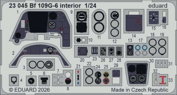 Eduard 23045 Bf 109G-6 interior Photo etched set for AIRFIX 1/24