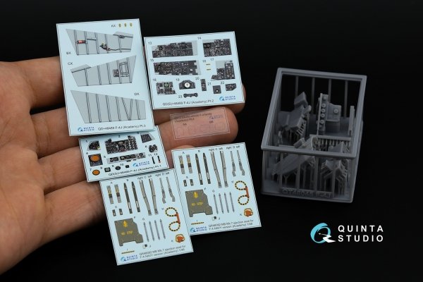 Quinta Studio QD+48489 F-4J Phantom II 3D-Printed &amp; coloured Interior on decal paper (Academy) (with 3D-printed resin parts) 1/48