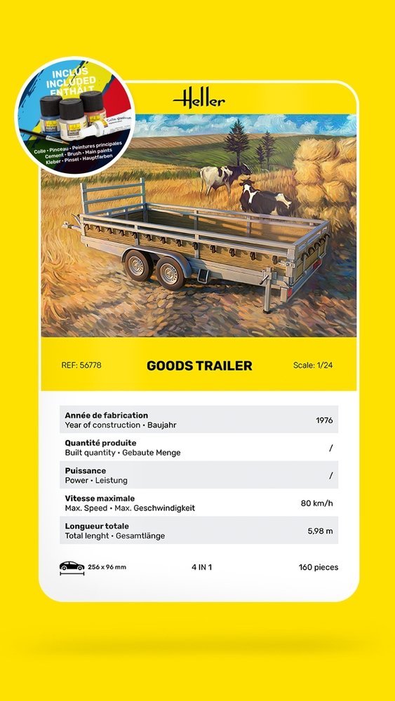 Heller 56778 STARTER KIT Goods Trailer 1/24