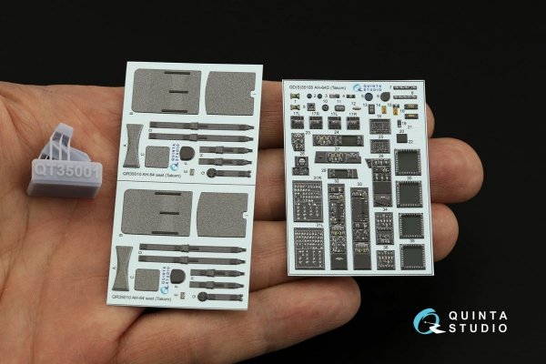 Quinta Studio QD+35106 AH-64D 3D-Printed &amp; coloured Interior on decal paper (Takom) (with 3D-printed resin parts) 1/35