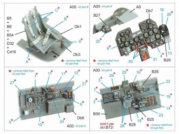 Quinta Studio QD48510 P-47 D-30 3D-Printed coloured Interior on decal paper (Miniart) 1/48