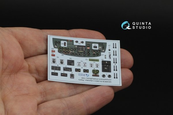 Quinta Studio QD48636 B-24D/B-24J Liberator. Pilot's compartment. 3D-Printed &amp; coloured Interior on decal paper ( HobbyBoss ) 1/48