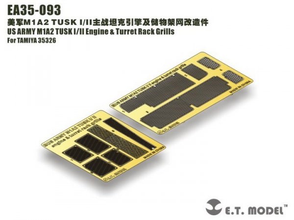 E.T. Model EA35-093 US ARMY M1A2 TUSK I/II Engine &amp; Turret Rack Grills For TAMIYA 35326 1/35