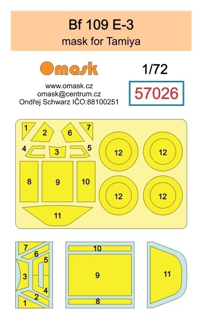 Omask 57026 Bf 109 E-3 mask (for Tamiya) 1/72