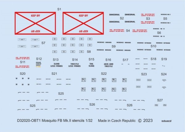 Eduard D32020 Mosquito FB Mk. II stencils TAMIYA 1/32