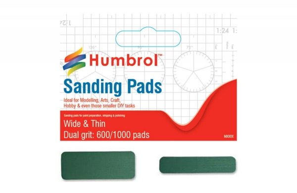 Humbrol AG9166 Sanding Pads Wide &amp; Thin Dual grit (Grits: 600/1000)
