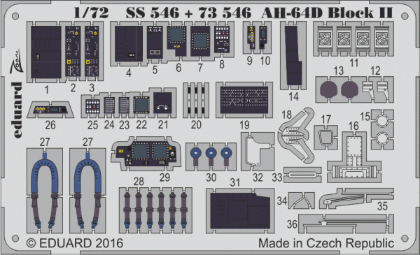 Eduard SS546 AH-64D Block II interior ACADEMY 1/72