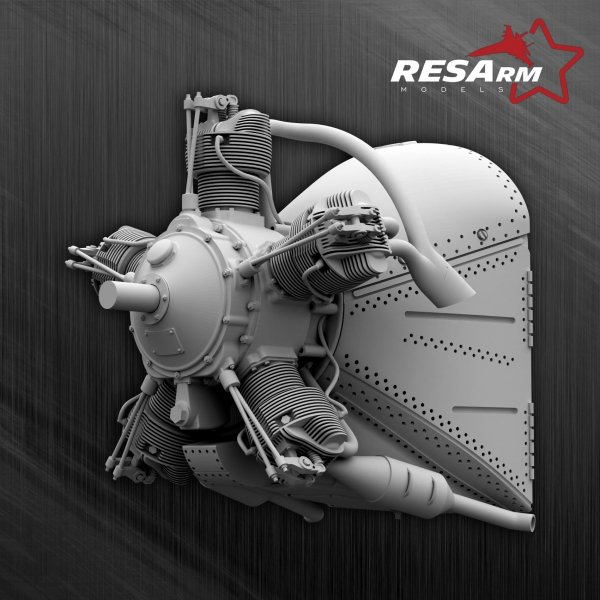 RESARM 48-17002 M-11 FIVE-CYLINDER MOTOR ENGINE - U-2 Po-2 (3D resin printing) 1/48
