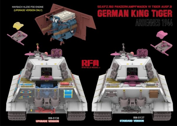 Rye Field Model 5138 German King Tiger Pz.Kpfw. VI Ausf. B Ardennes 1944 Upgrade Version 1/35