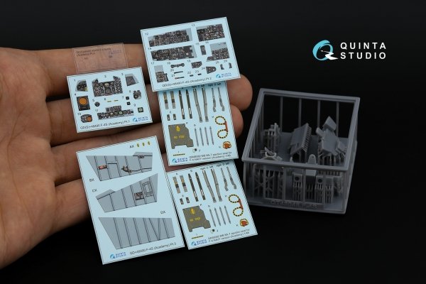 Quinta Studio QD+48490 F-4S Phantom II 3D-Printed &amp; coloured Interior on decal paper (Academy) (with 3D-printed resin parts) 1/48